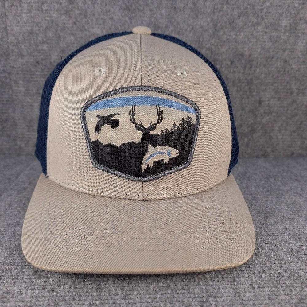 Rep Your Wild Hat Cap Snap Back Mens One Size Beige Mesh Trucker Outdoor Hunting